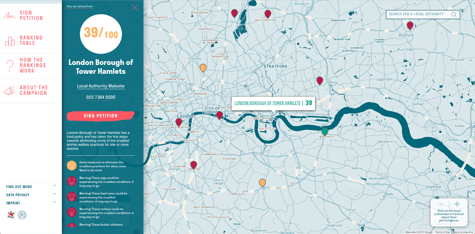 Interactive map view from Four Paws' site