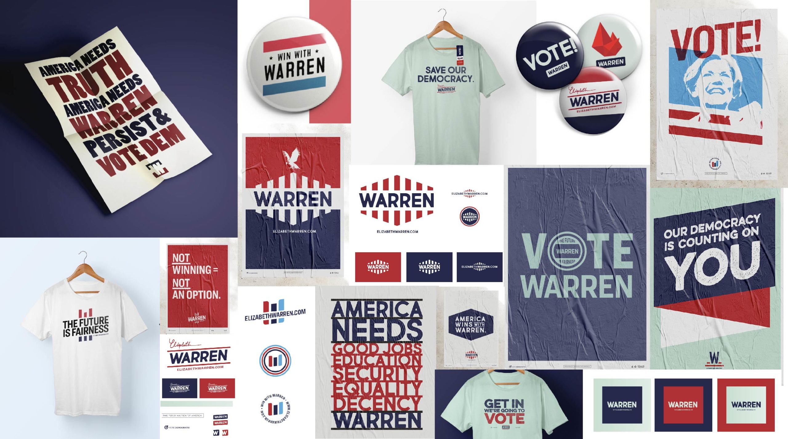 Collection of brand ideation for Elizabeth Warren