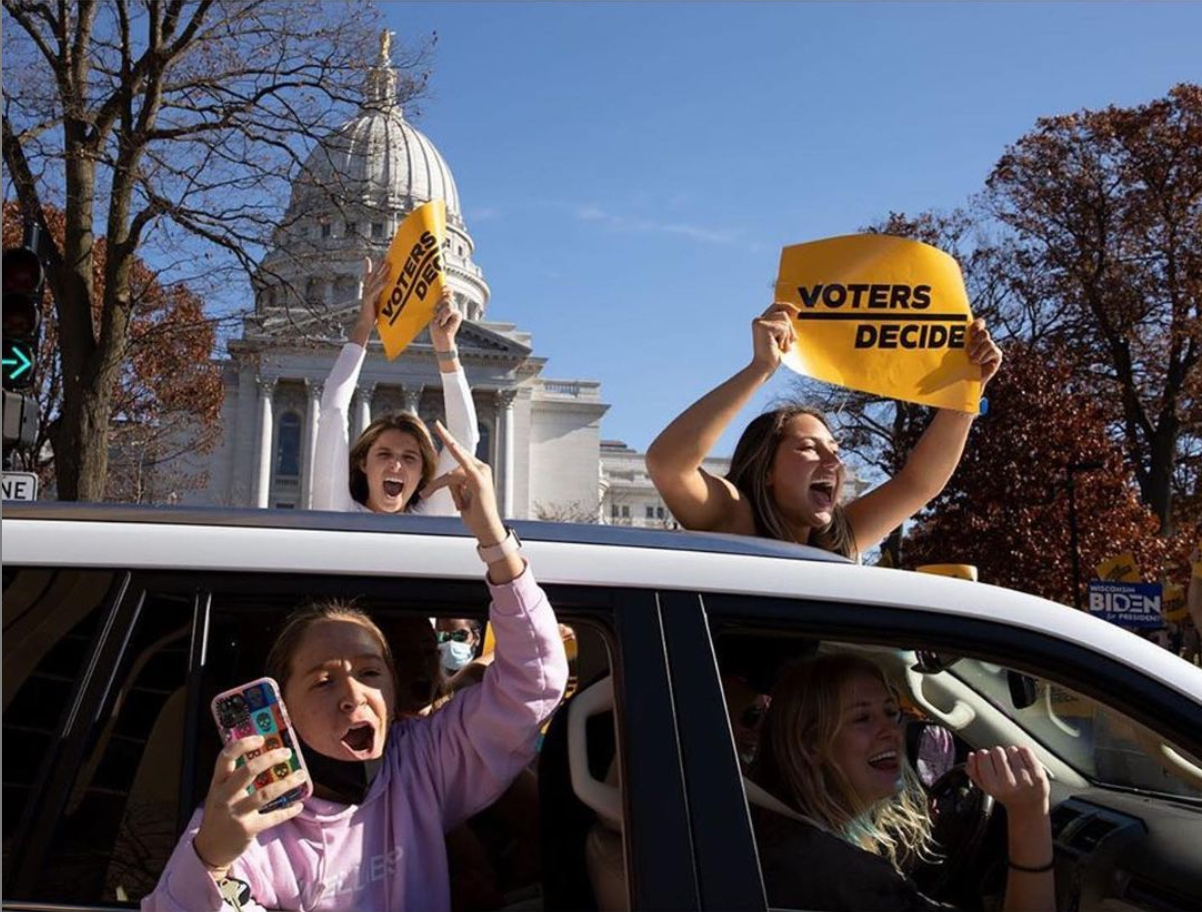 Group of protestors holding 