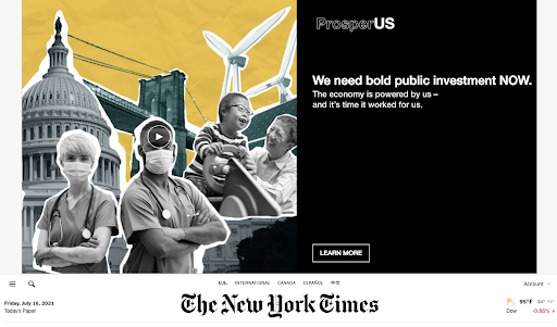 screenshot of NYT advertisement placement